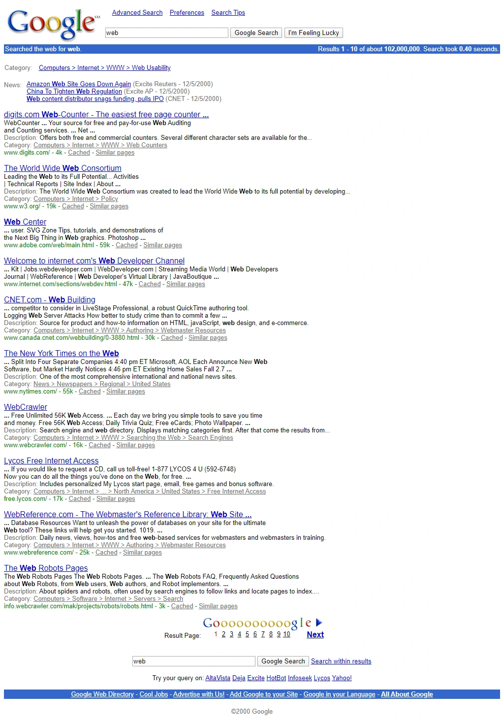 Google in 2000